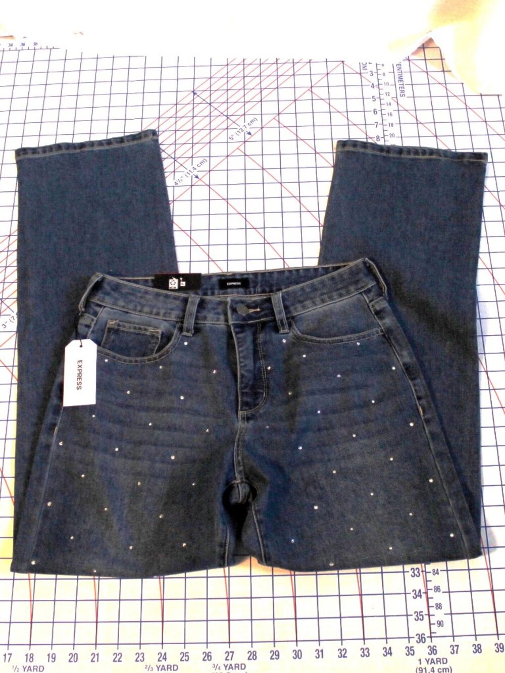NWT EXPRESS Embellished Straight Leg Jeans Rhinestones Size 2